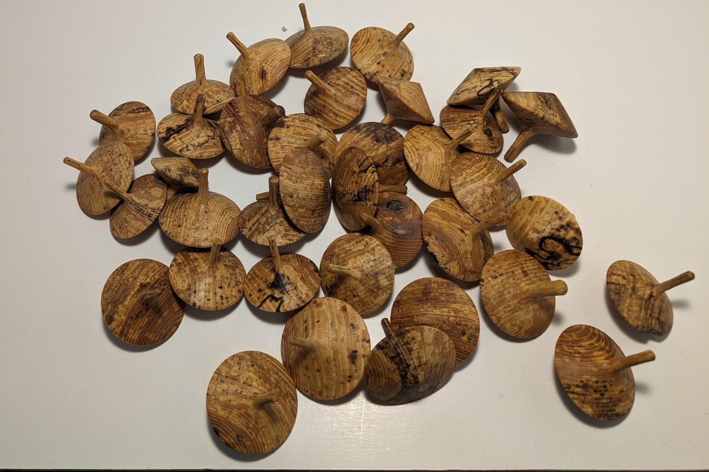 Handmade Spalted Ash Wooden Spinning Tops