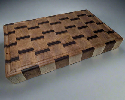 Large End-grain Chopping Block, Cherry, Maple, and Sapele