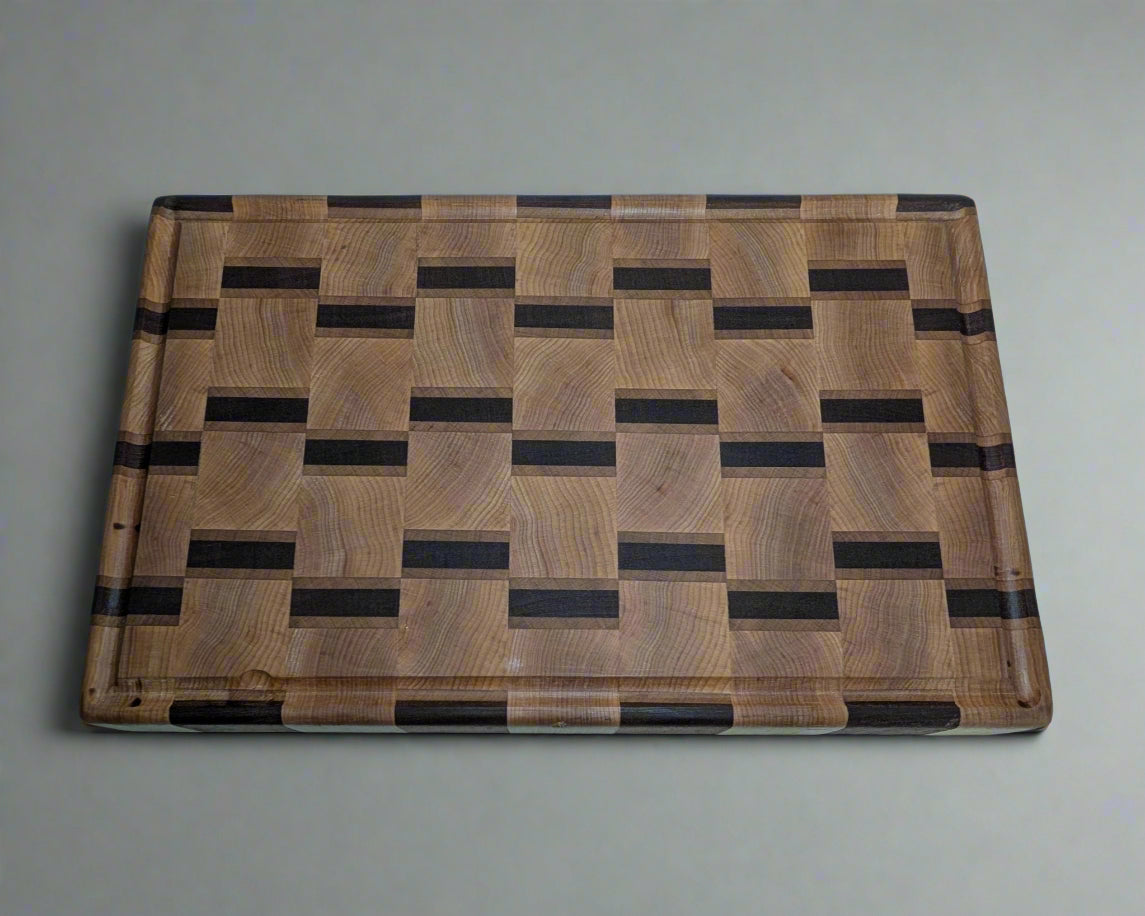 Large End-grain Chopping Block, Cherry, Maple, and Sapele