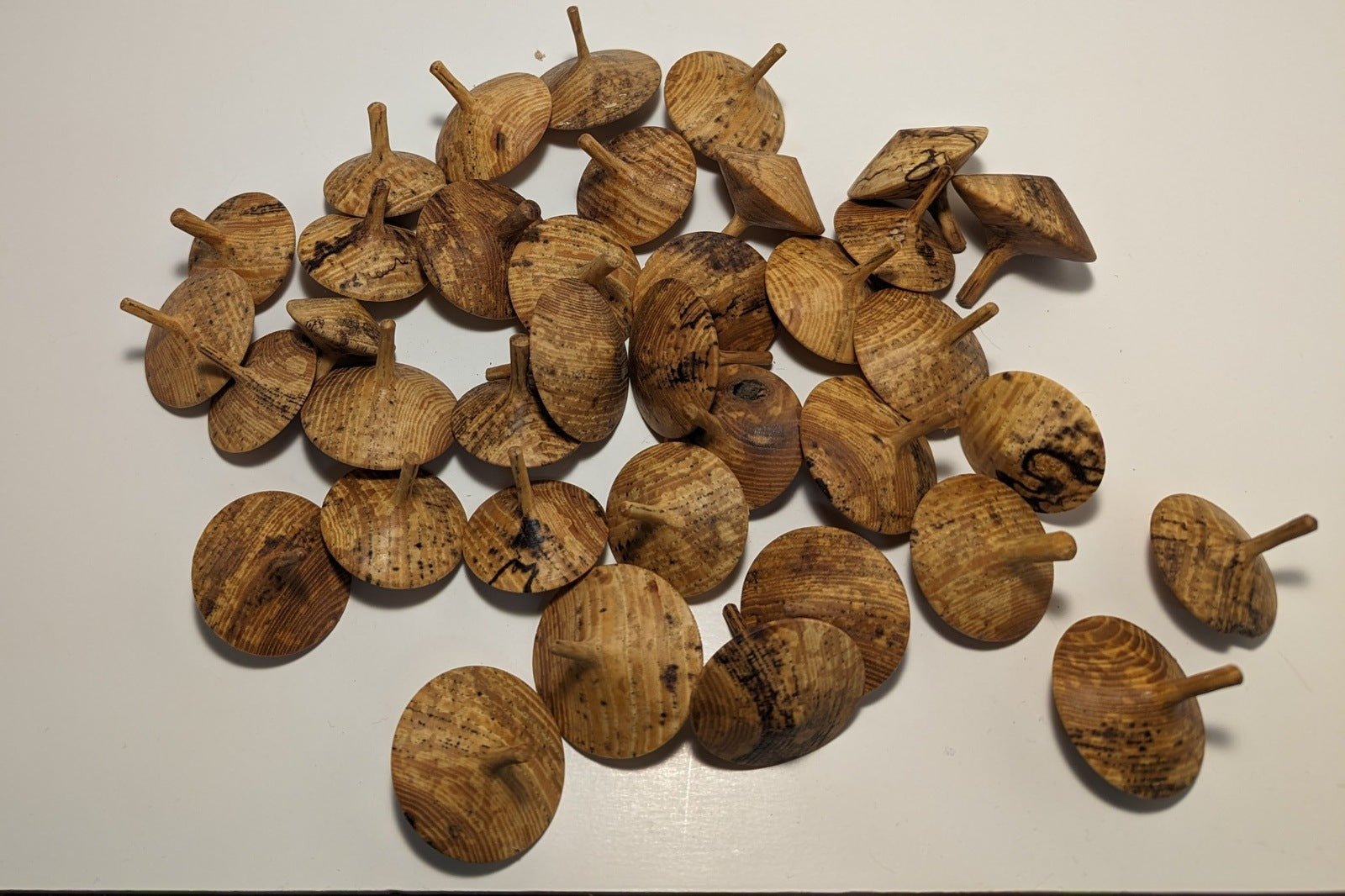 Handmade Spalted Ash Wooden Spinning Tops