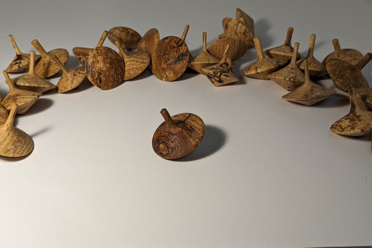 Handmade Spalted Ash Wooden Spinning Tops