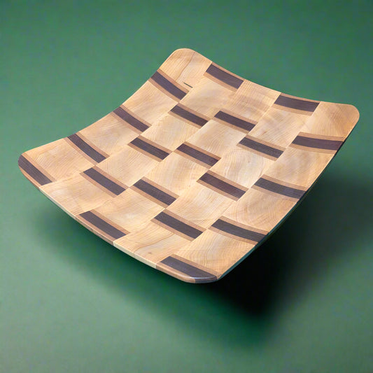 Rectangular Dish: end grain maple, cherry, and sapele
