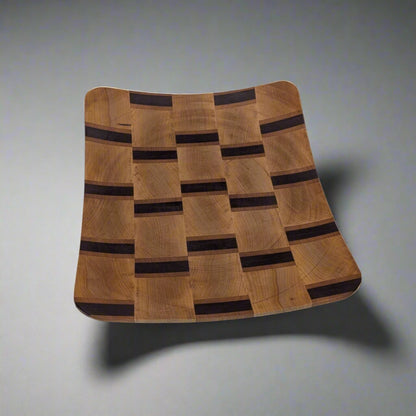 Rectangular Dish: end grain maple, cherry, and sapele