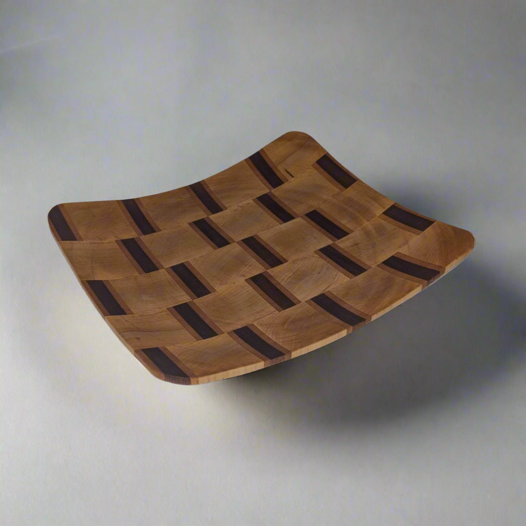 Rectangular Dish: end grain maple, cherry, and sapele